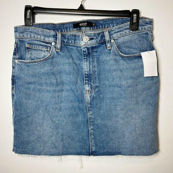 Hudson Jeans Womens The Viper Mini Denim Skirt Blue Size 32 Raw Hem W834DPP NWT - Picture 2 of 11
